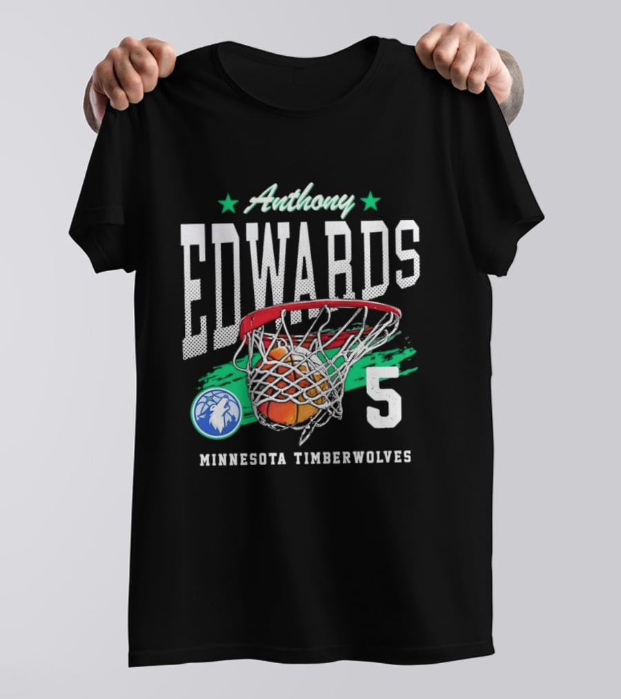 Anthony Edwards 5 Minnesota Timberwolves Basketball Net T-Shirt