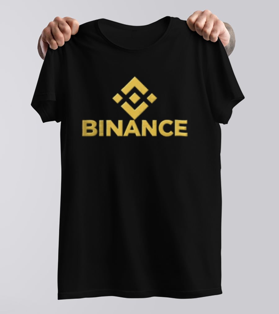 Binance Yellow Geometric Style Cryptocurrency Branding T-Shirt