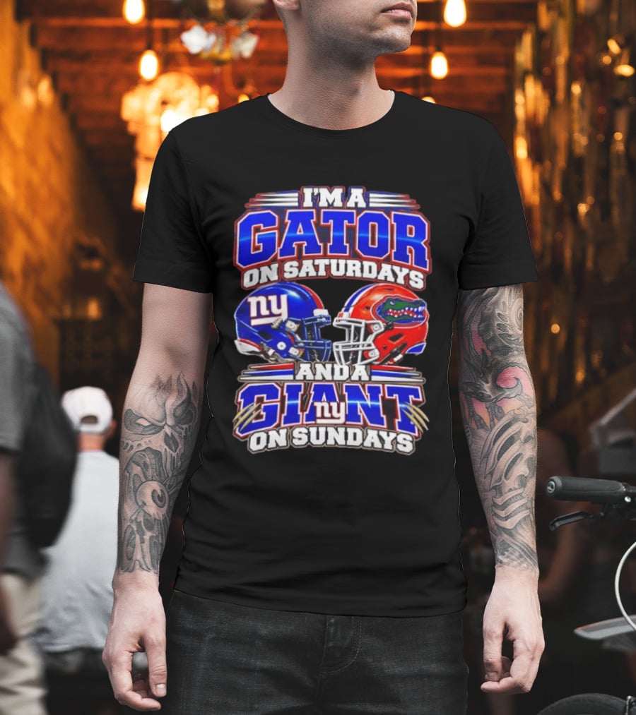 I'm A Gator On Saturdays And A Giant On Sundays NY Helmets T-Shirt
