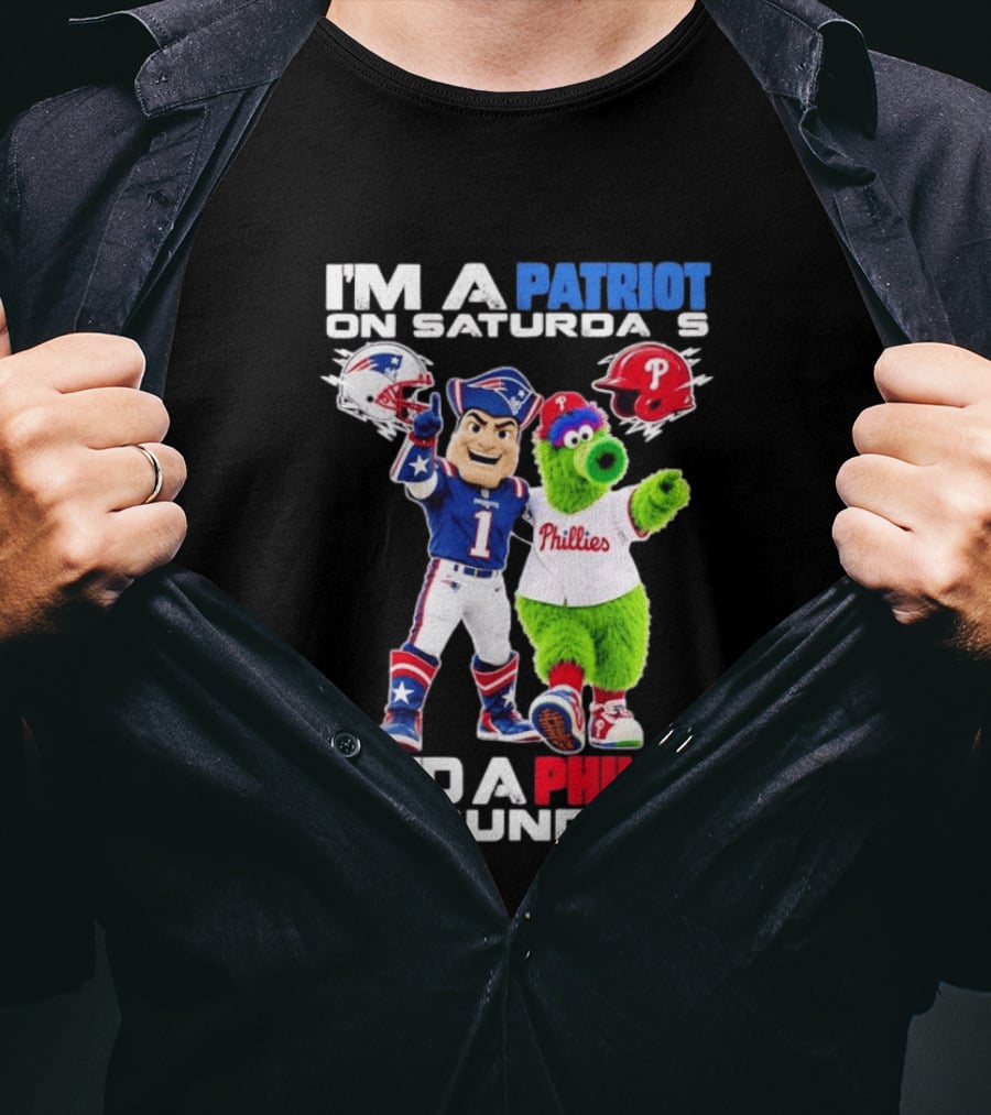 Patriot Saturdays Phillie Sundays Mascots Patriots Phillies T-Shirt