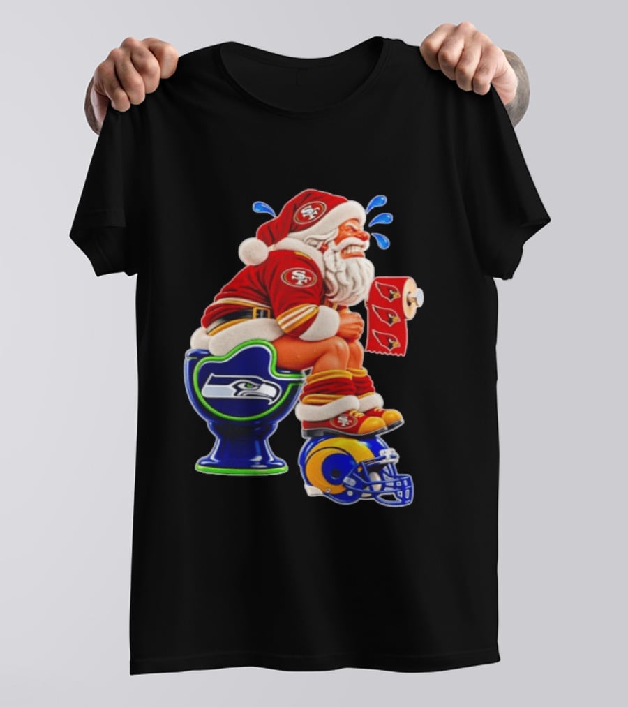 San Francisco 49ers Santa Claus Seahawks Toilet Cardinals Rams Humor T-Shirt