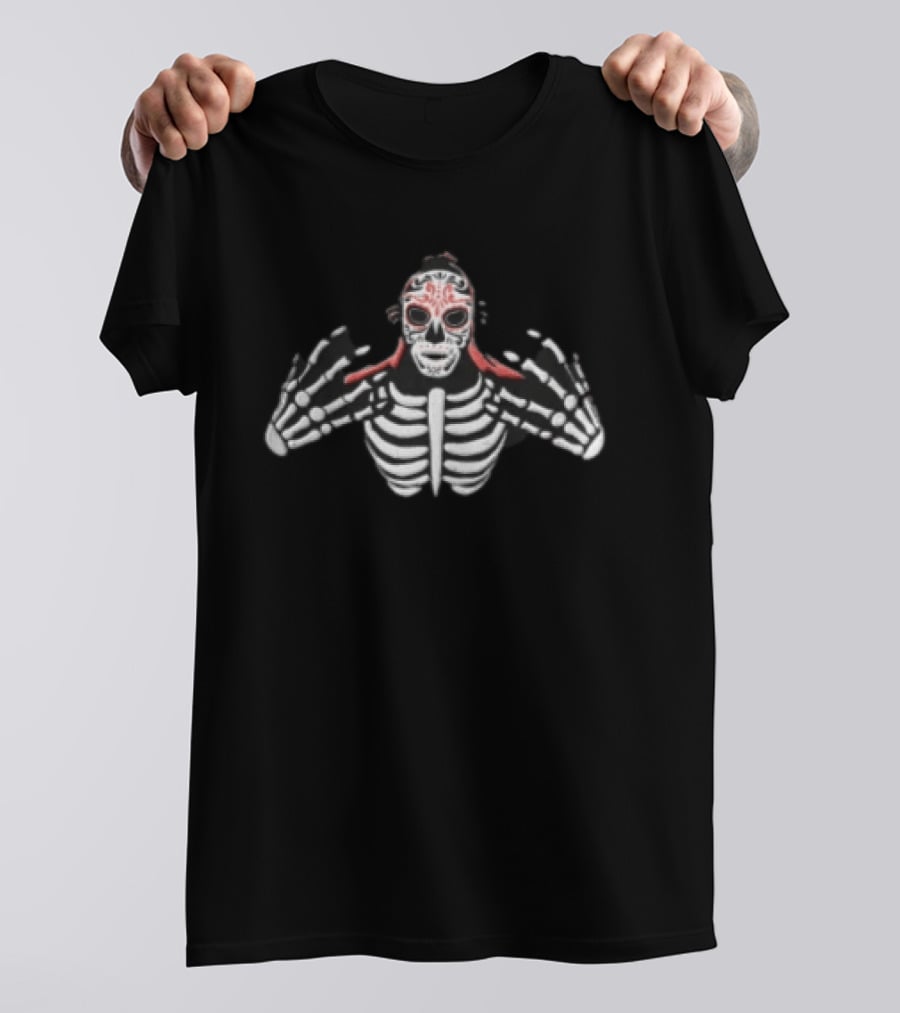 Skeleton Sugar Skull Mask Hands Halloween Tattoo T-Shirt
