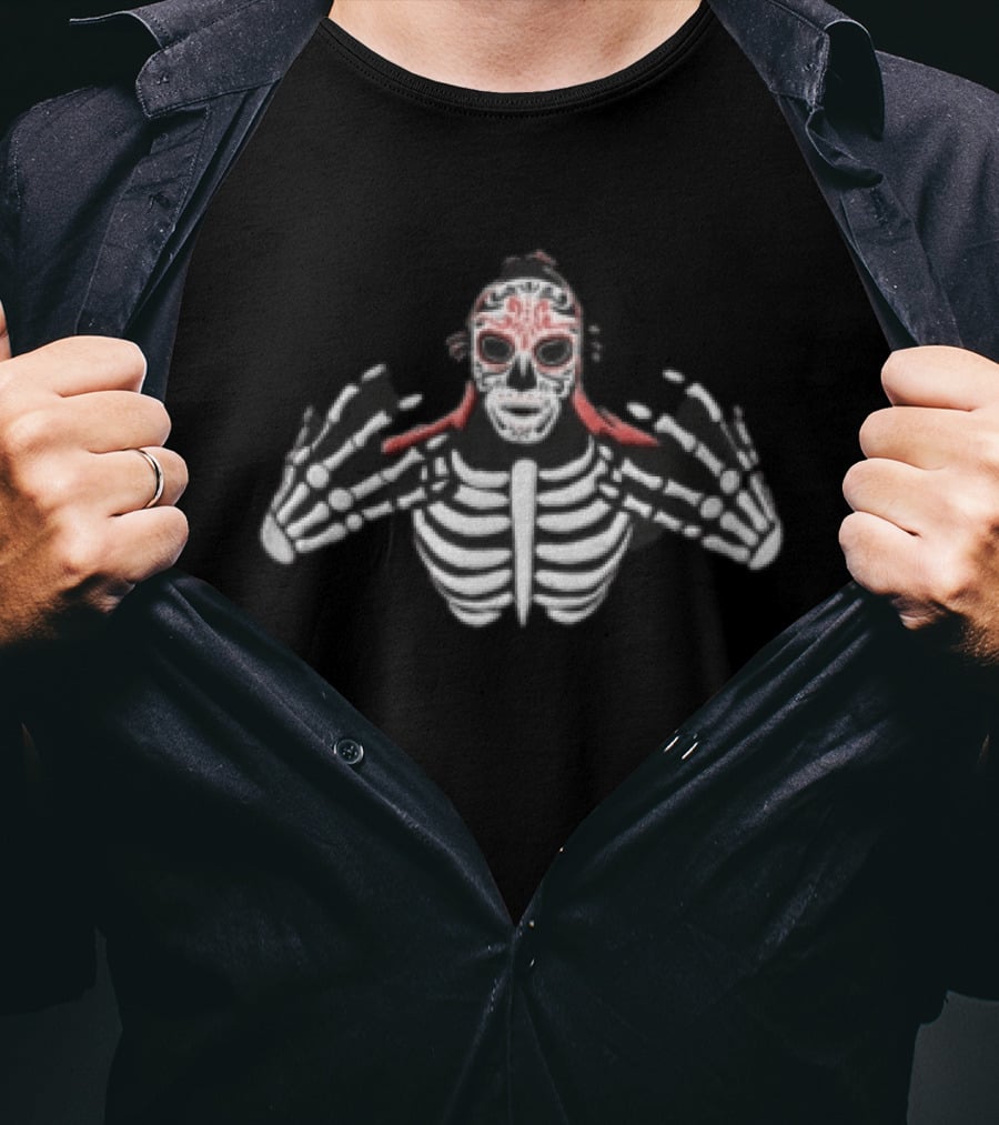 Skeleton Sugar Skull Mask Hands Halloween Tattoo T-Shirt