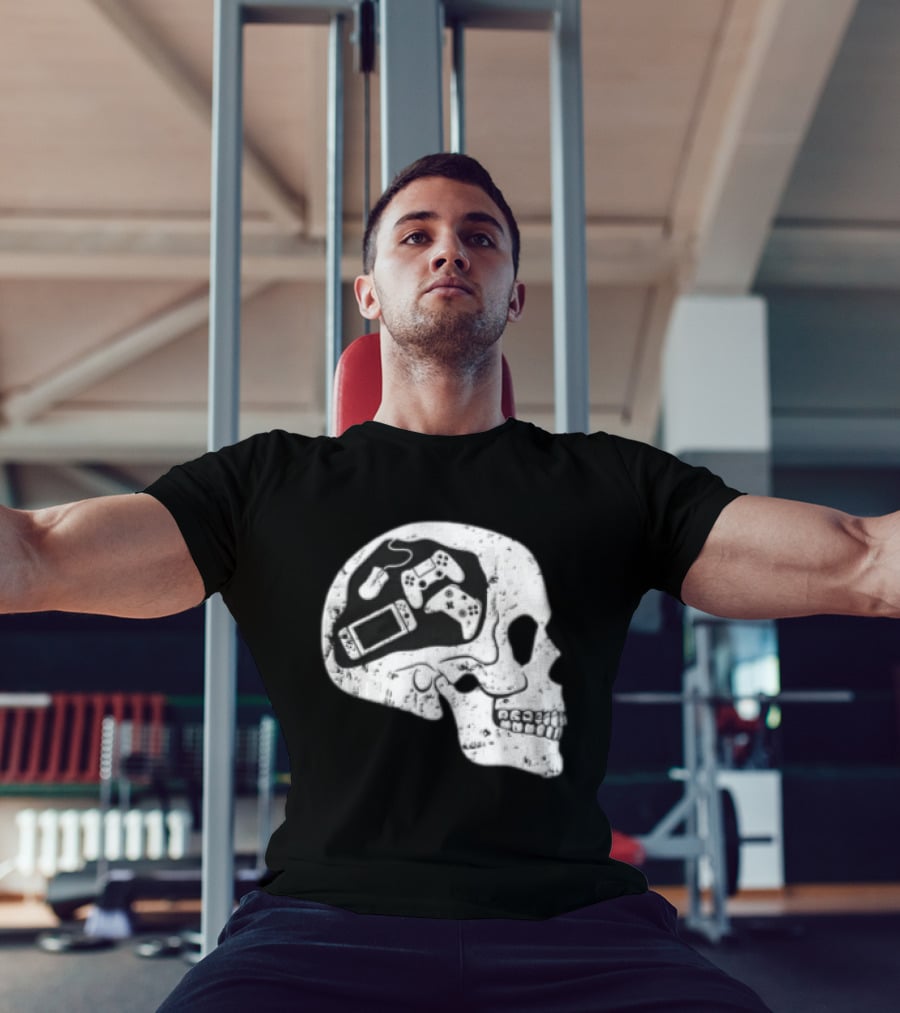 Skull Brain Gaming Controllers Mouse Video Game Lovers T-Shirt