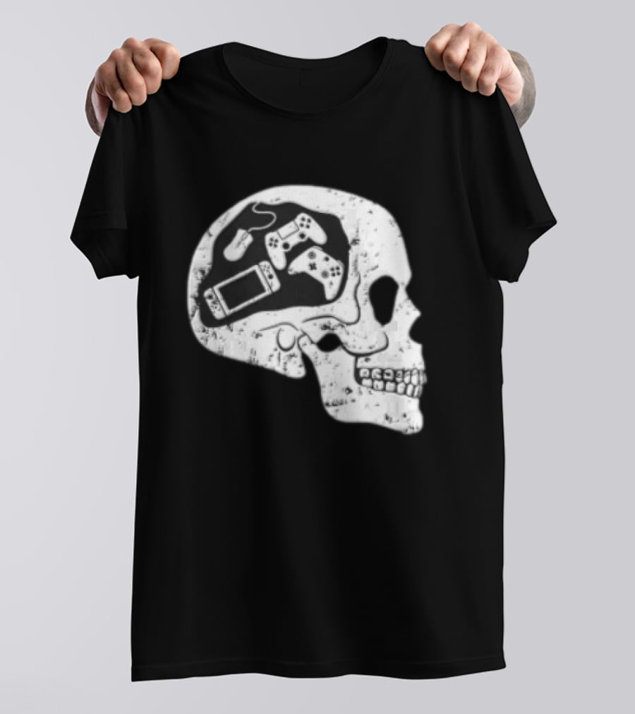 Skull Brain Gaming Controllers Mouse Video Game Lovers T-Shirt