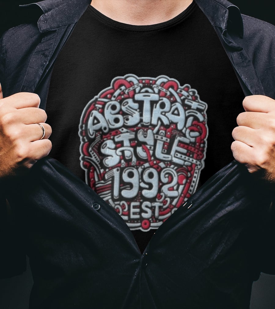 Abstract Style 1992 EST Graffiti Red White T-Shirt