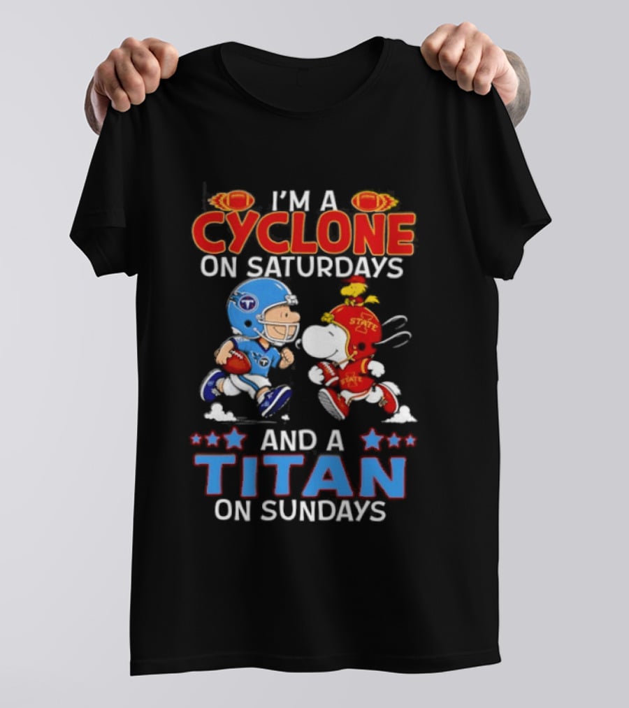 Charlie Brown Cyclone Saturdays Snoopy Titan Sundays Football T-Shirt