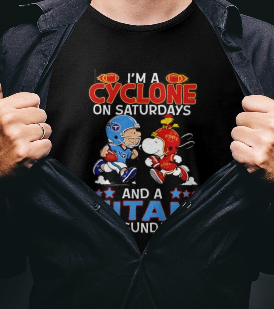 Charlie Brown Cyclone Saturdays Snoopy Titan Sundays Football T-Shirt