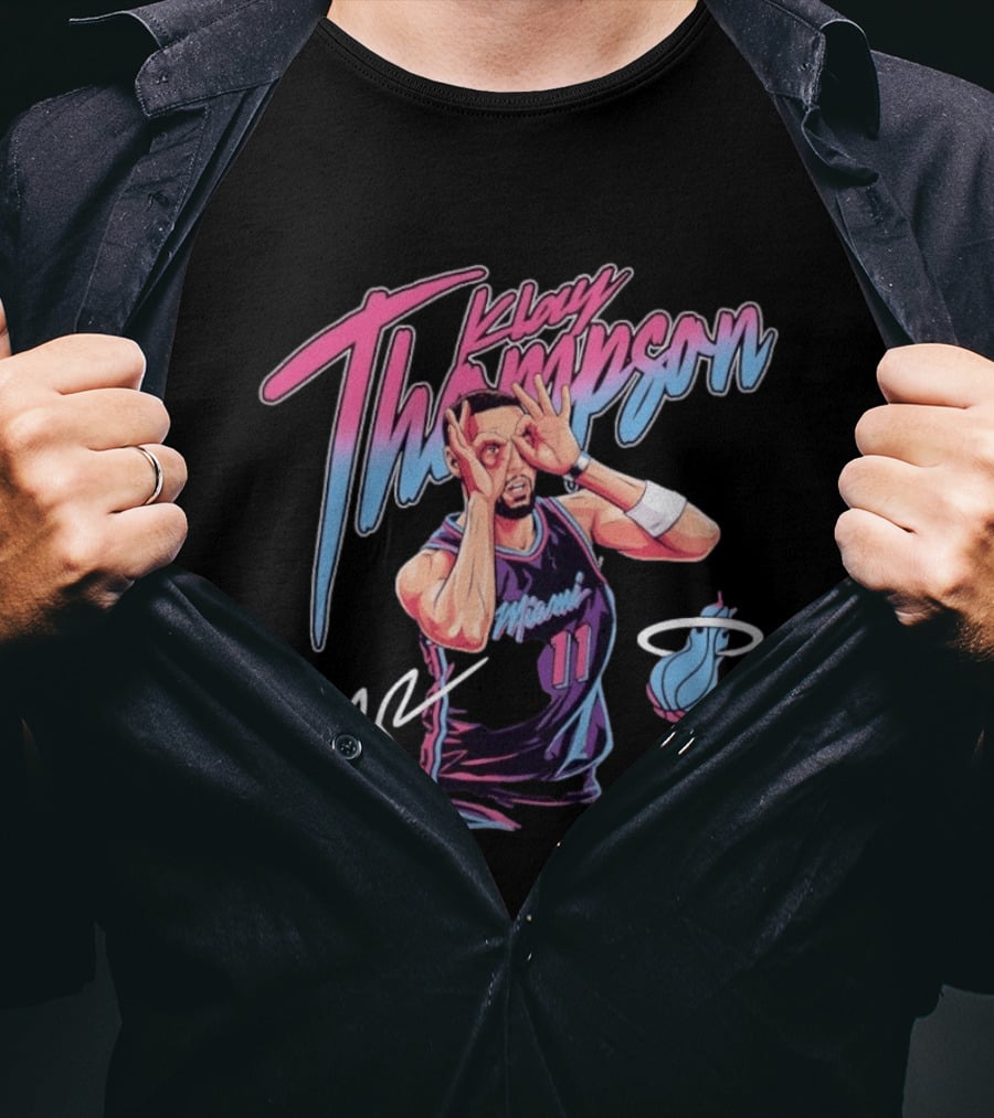 Klay Thompson Miami Heat 11 Three Goggles Signature T-Shirt