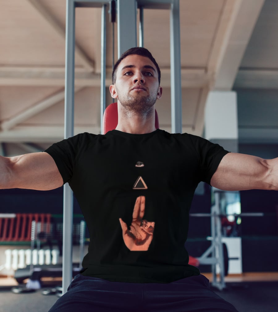 Hand Making Gun Gesture With Pyramid Eye T-Shirt