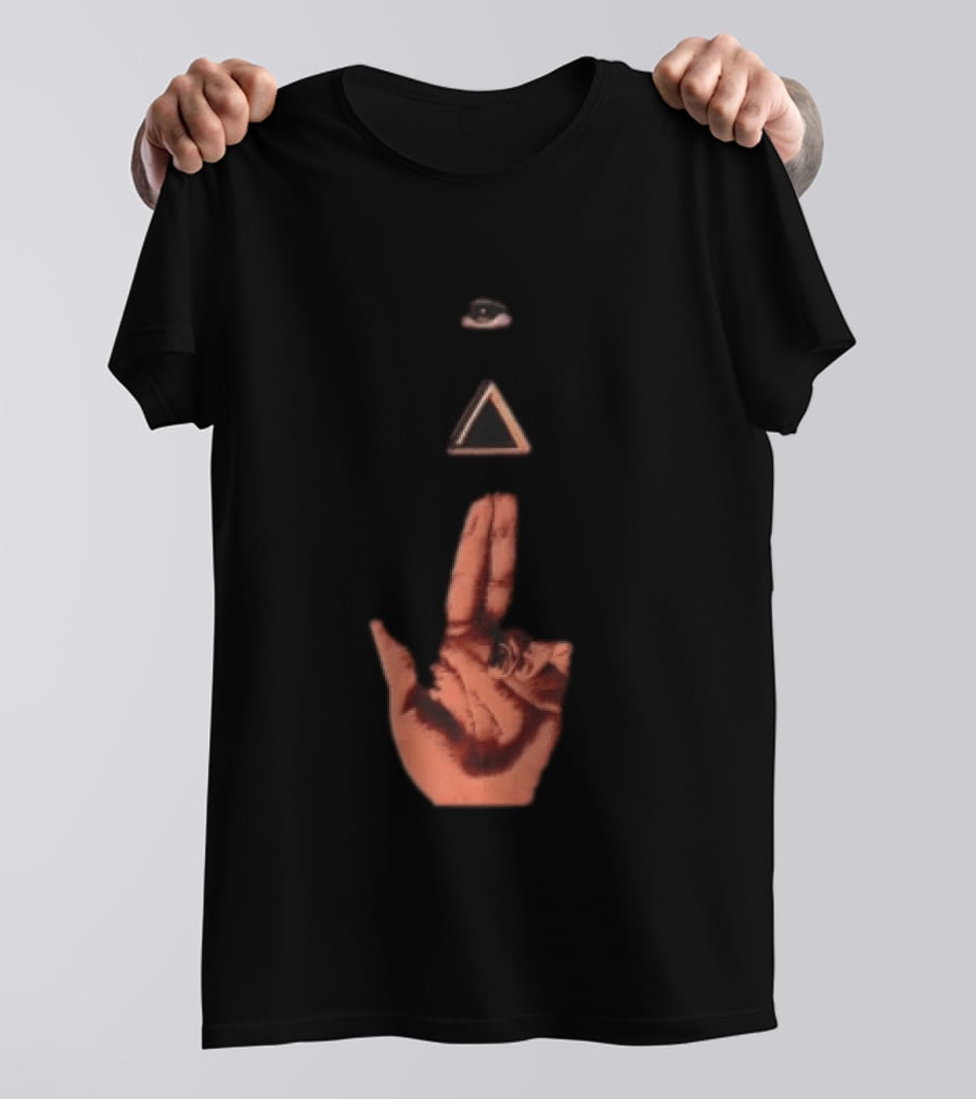 Hand Making Gun Gesture With Pyramid Eye T-Shirt