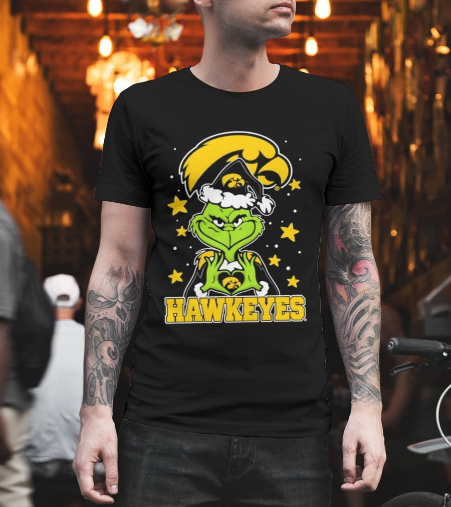 Iowa Hawkeyes Grinch Christmas NCAA Fan Gear T-Shirt
