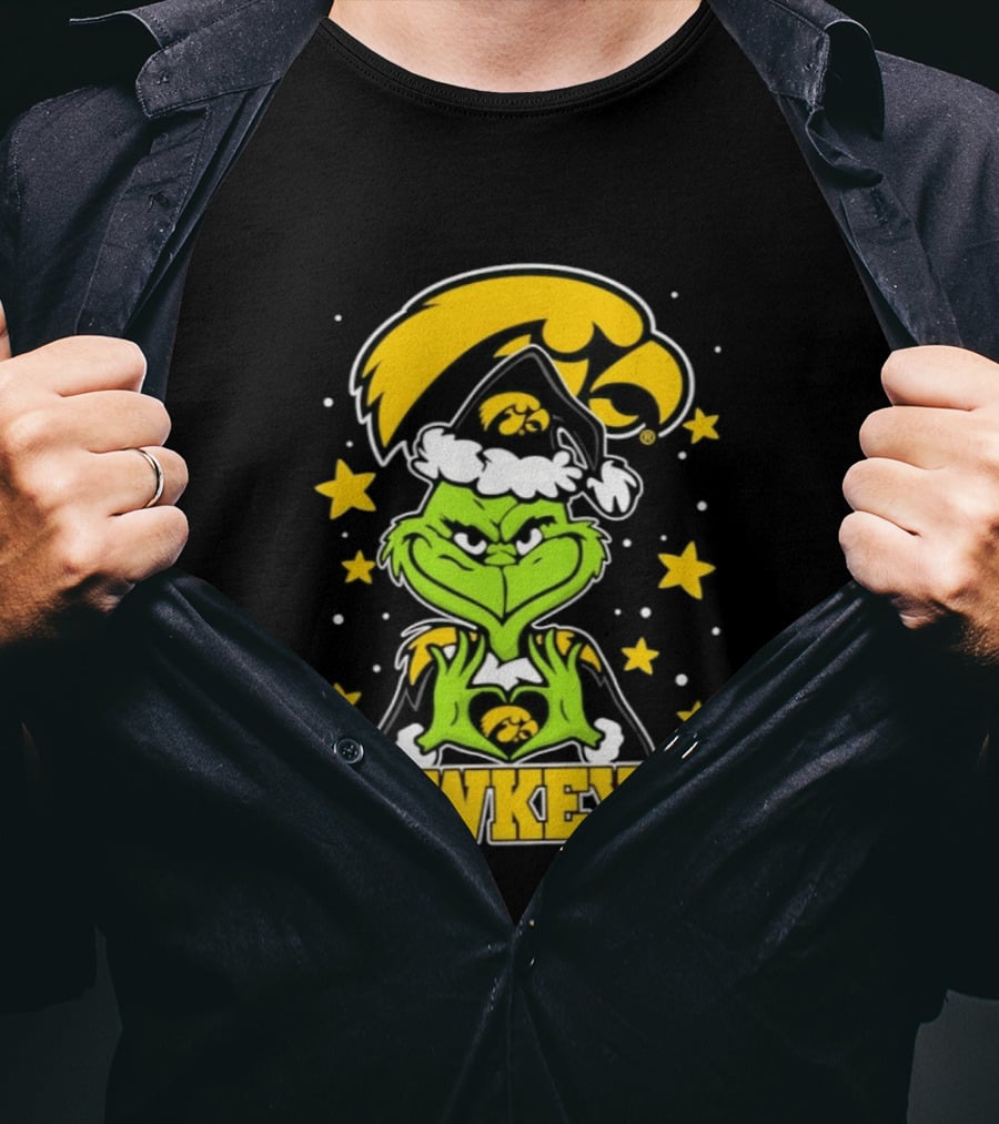 Iowa Hawkeyes Grinch Christmas NCAA Fan Gear T-Shirt