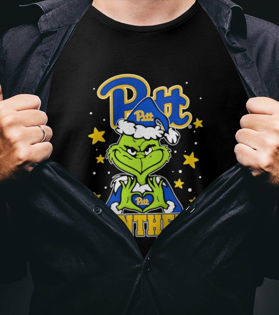 Pitt Panthers The Grinch Heart Hands University Of Pittsburgh T-Shirt