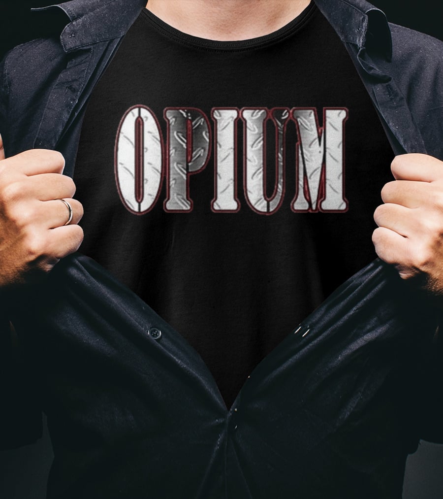 Opium Trap Authority Metal Text Texture T-Shirt