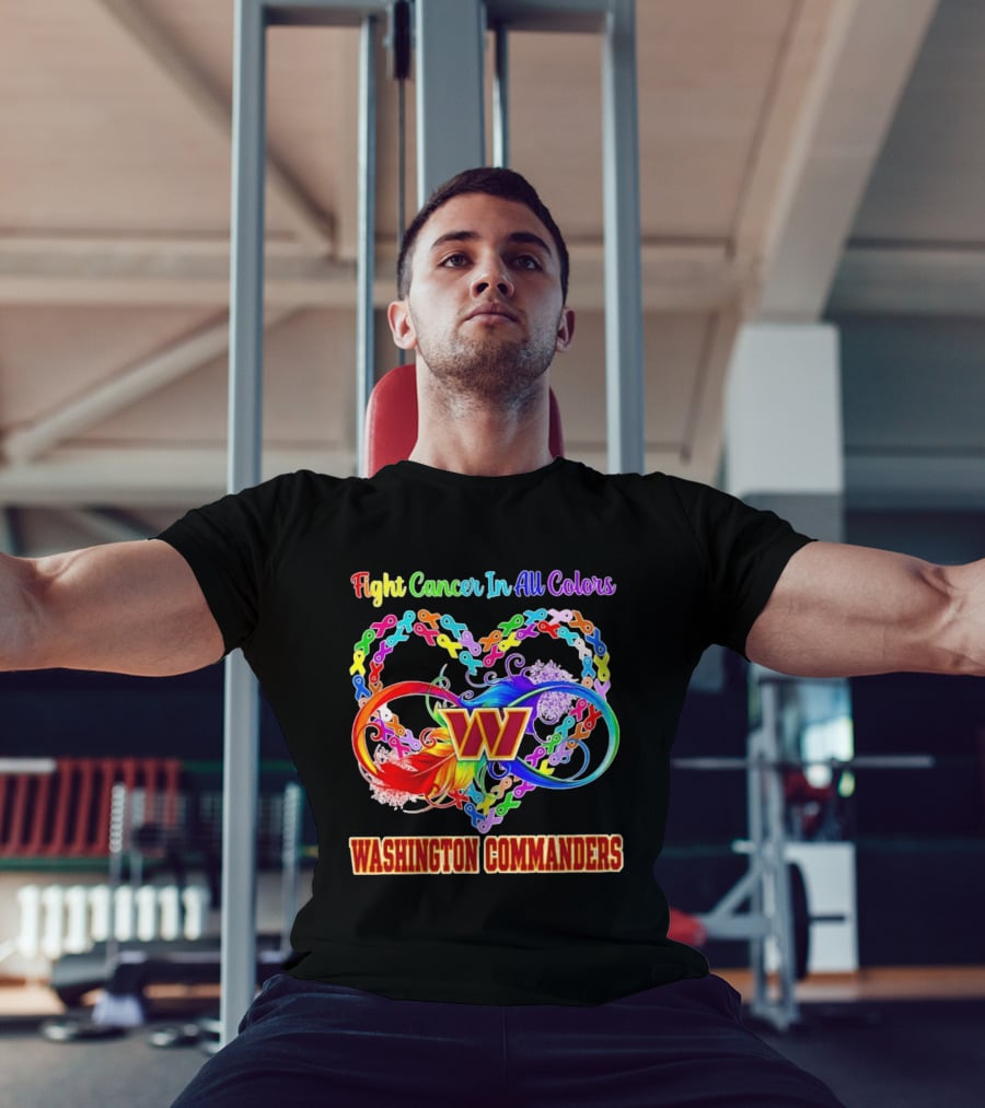 Washington Commanders Fight Cancer In All Colors Ribbon Heart T-Shirt