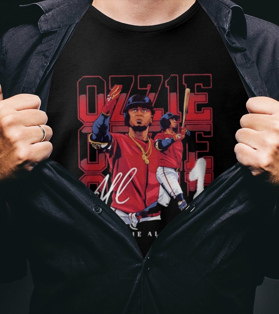 Atlanta Braves Ozzie Albies Signature Red Uniform T-Shirt