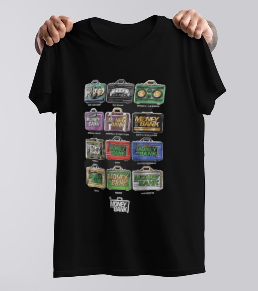 WWE Rob Van Dam CM Punk Brock Lesnar Money In The Bank Briefcases Collection T-Shirt