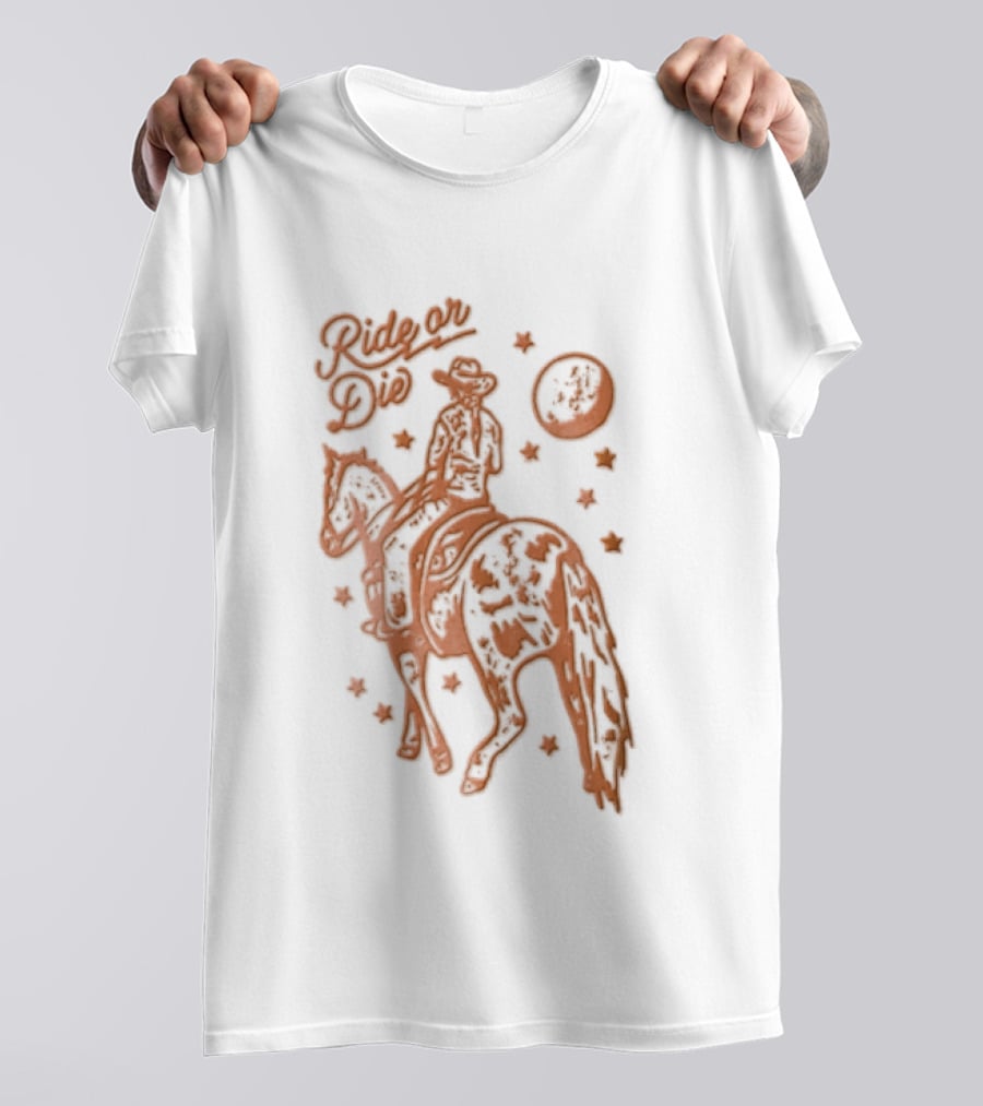 Ride Or Die Cowgirl Horse Under Stars And Moon T-Shirt
