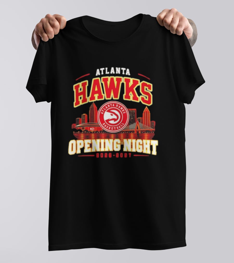 Atlanta Hawks Opening Night 2026 2027 Skyline Basketball T-Shirt