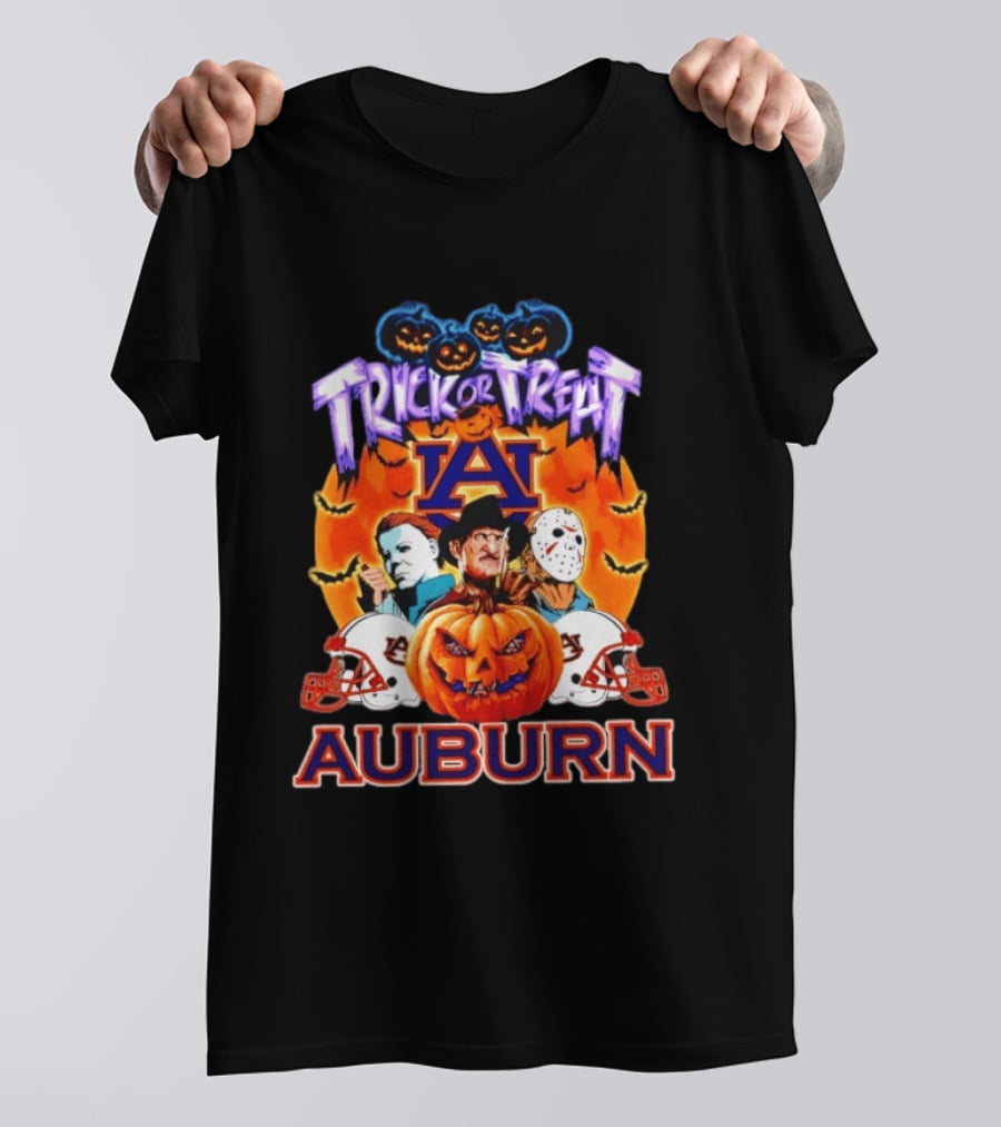 Auburn Tigers Halloween Trick Or Treat Horror Characters 2026 T-Shirt