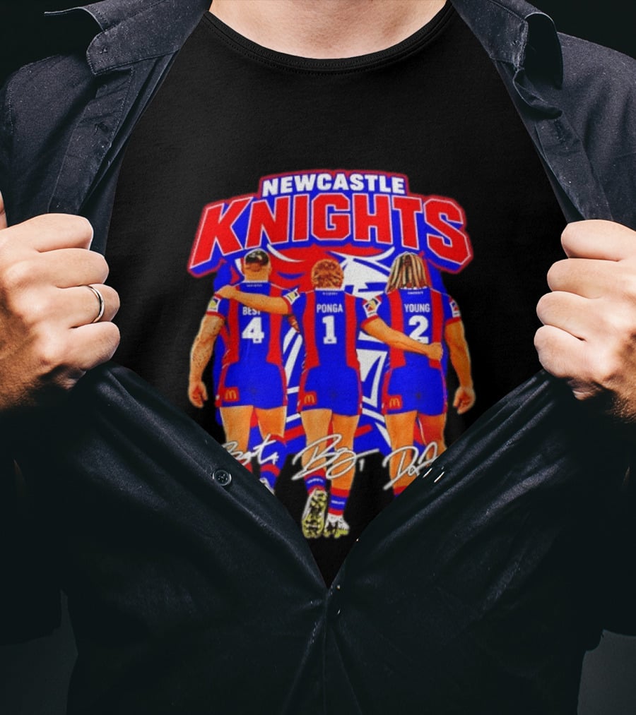 Newcastle Knights Best Ponga Young Football Signatures T-Shirt