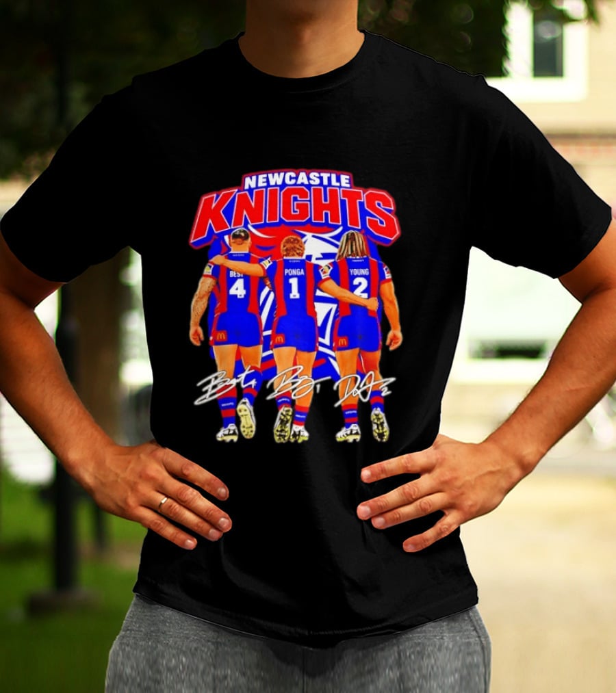 Newcastle Knights Best Ponga Young Football Signatures T-Shirt