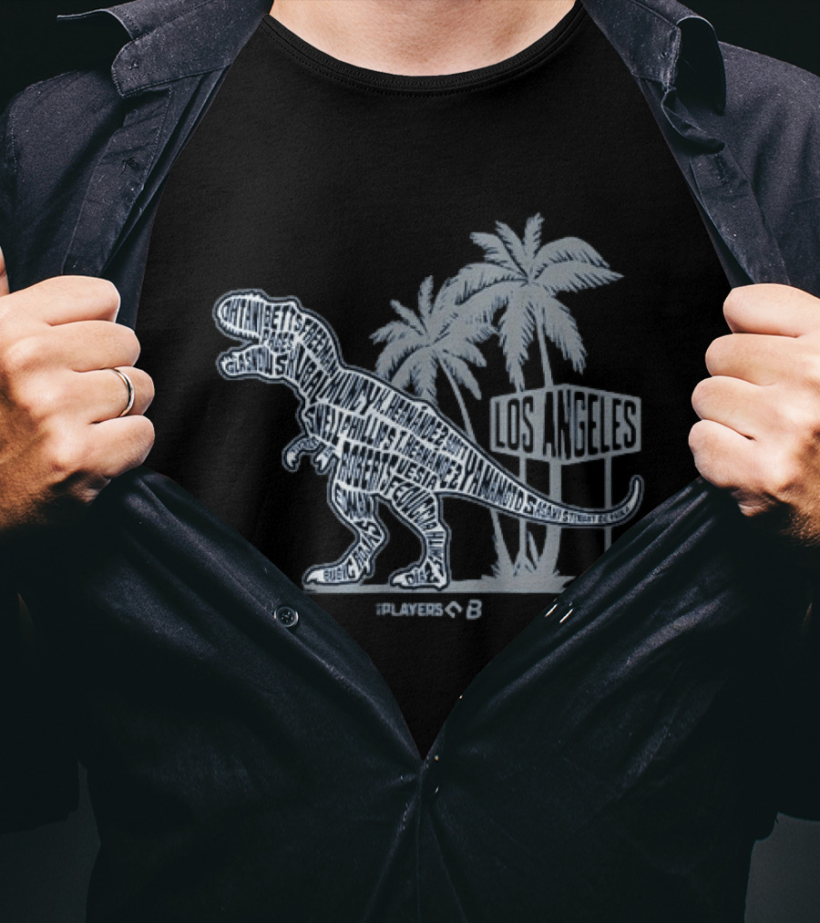 Players Los Angeles Dinosaurs Baseball Palm Trees T-Shirt