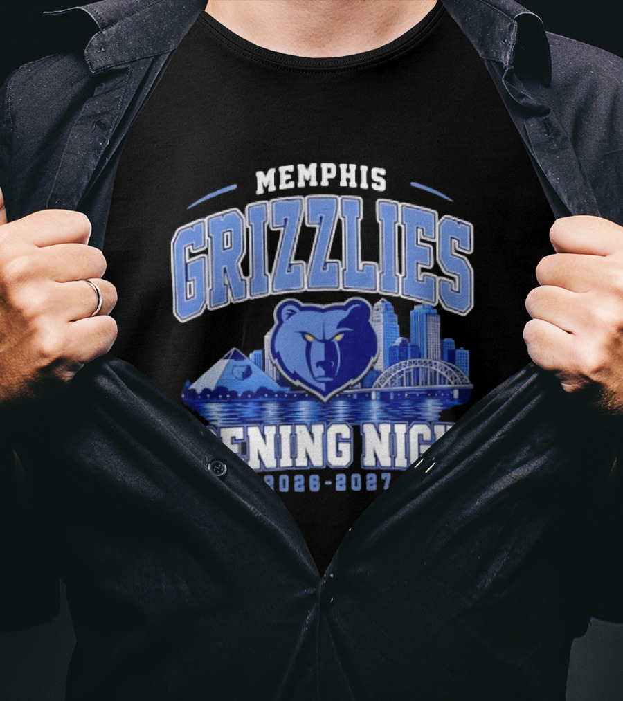 Memphis Grizzlies Opening Night 2026 2027 City Skyline NBA T-Shirt