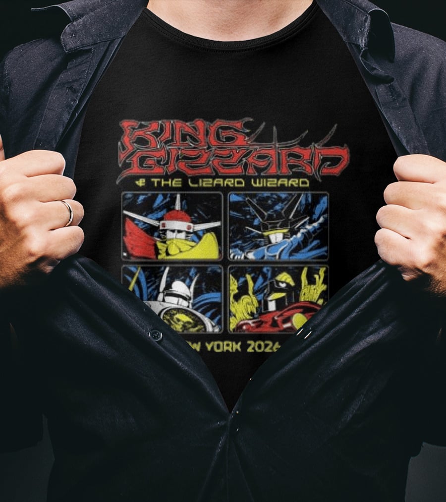 King Gizzard And The Lizard Wizard New York 2023 Robots Comic T-Shirt