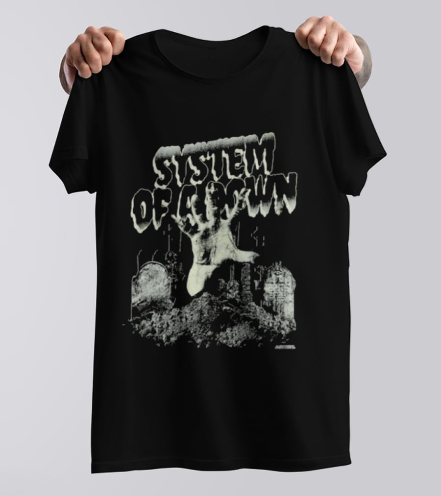 System Of A Down Zombie Hand Graveyard Tombstones T-Shirt