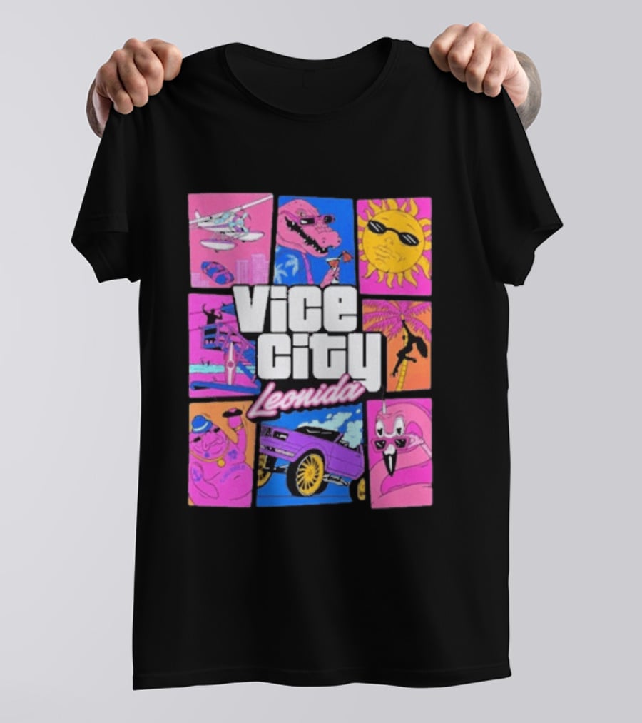 Vice City Leonida Sun Shades Crocodile Pink Car T-Shirt