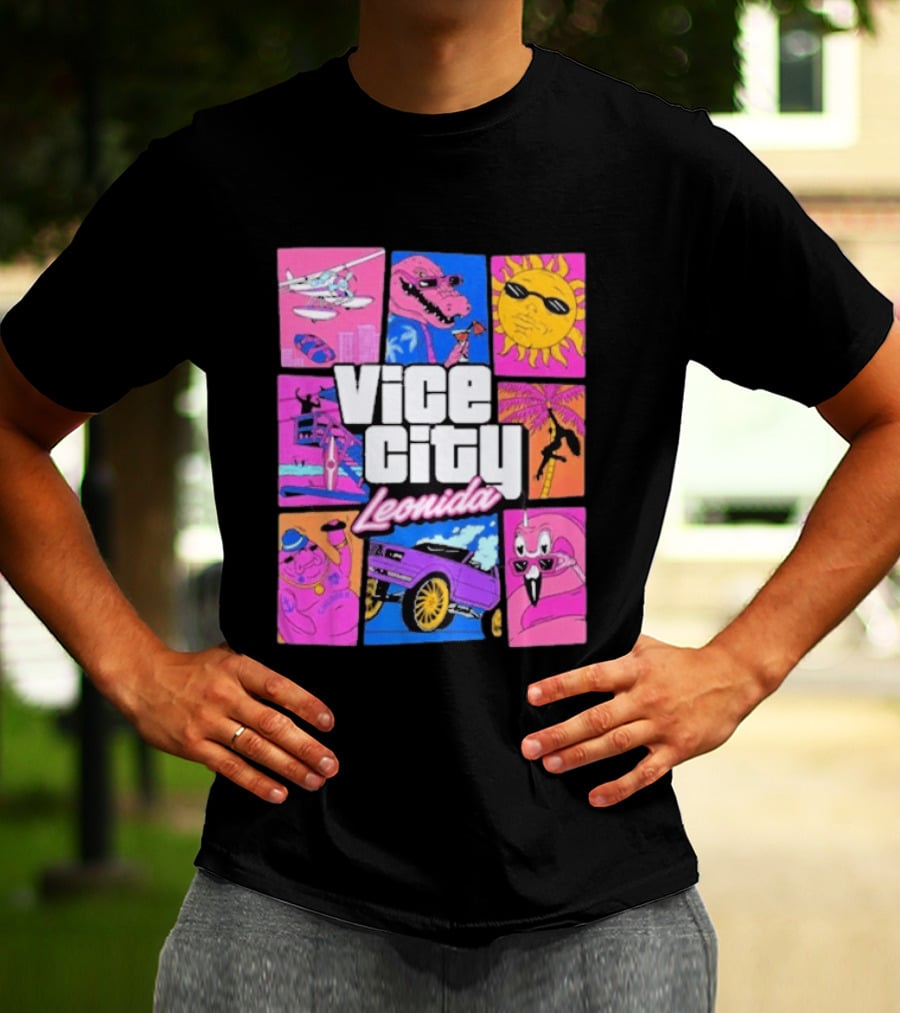 Vice City Leonida Sun Shades Crocodile Pink Car T-Shirt