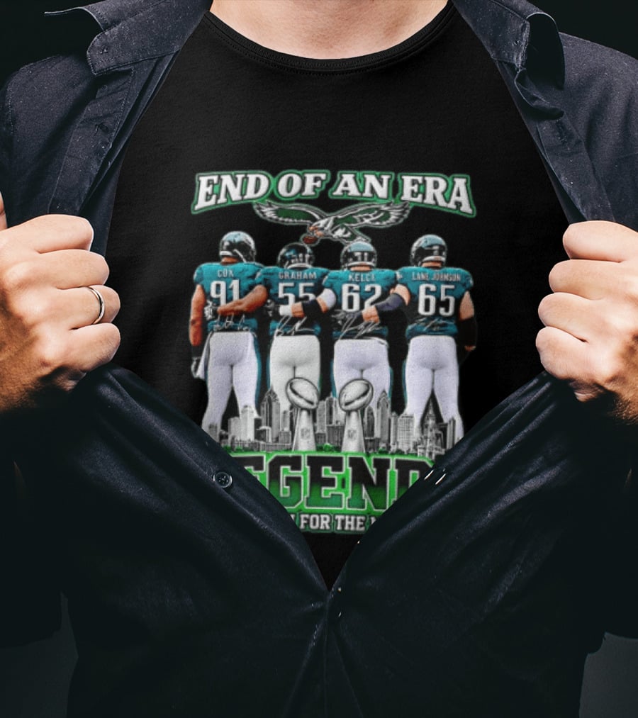 Philadelphia Eagles End Of An Era Legends Cox Graham Kelce Lane Johnson Thank You For The Memories T-Shirt