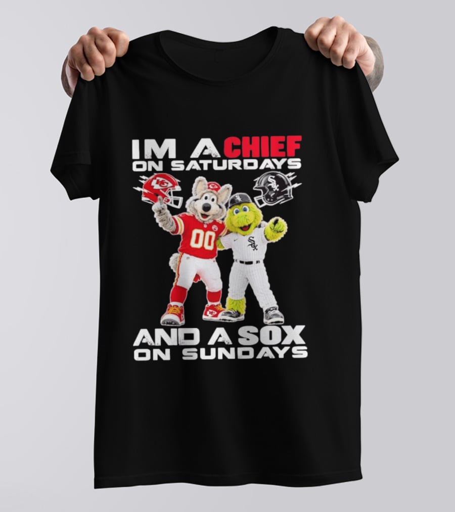 I'm A Chief On Saturdays And A Sox On Sundays Kansas City Chicago Mascots T-Shirt
