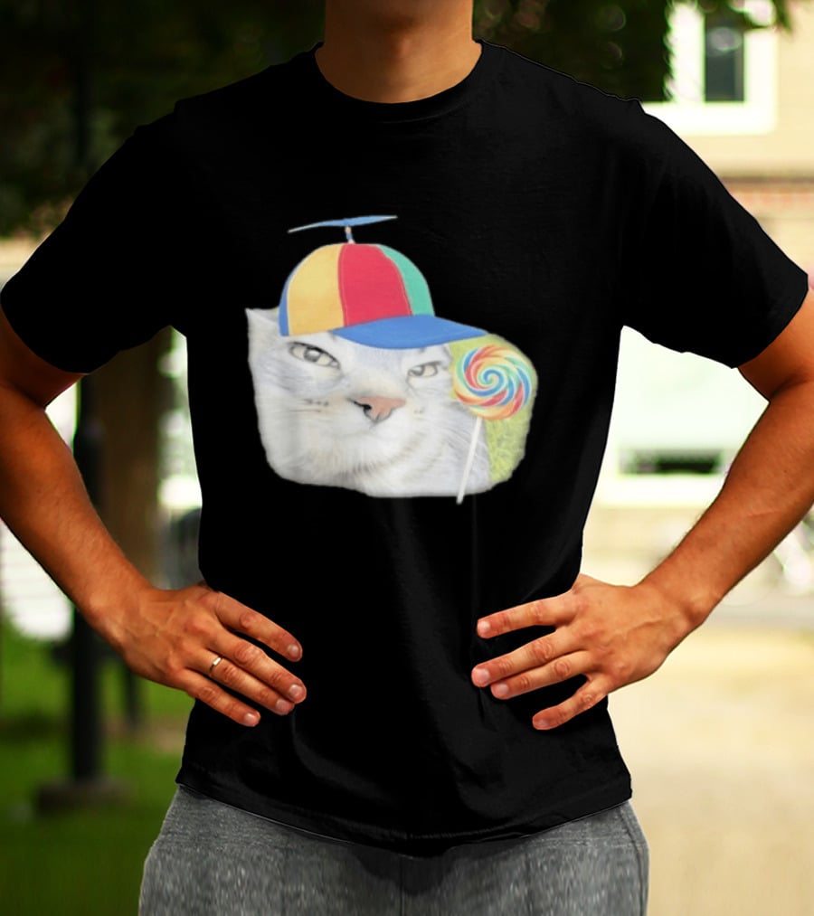 Silly Kitty Cat Candy Rainbow Cap Lollipop T-Shirt