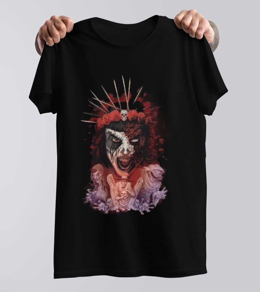 Universal Halloween Horror Nights 2026 Masked Horror Queen And Ghoulish Figures T-Shirt