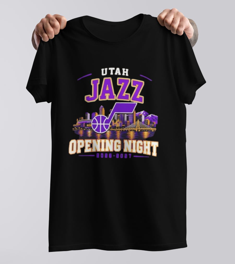 Utah Jazz NBA Opening Night 2026 2027 Skyline T-Shirt