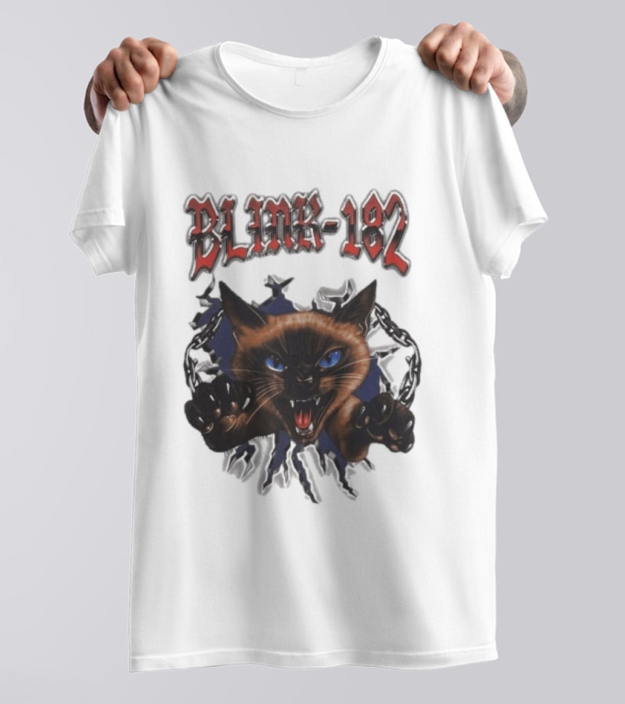 Blink 182 Cheshire Cat Angry Siamese Chain Breakout T-Shirt