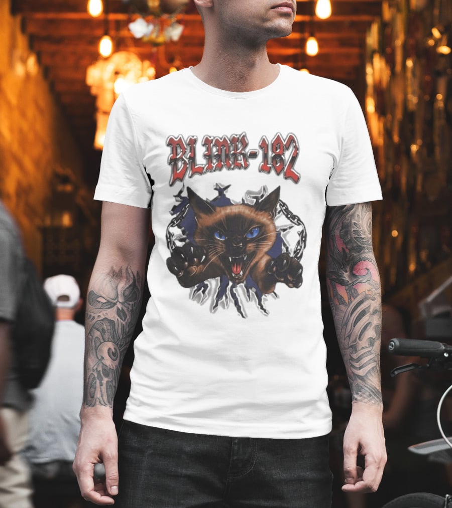 Blink 182 Cheshire Cat Angry Siamese Chain Breakout T-Shirt