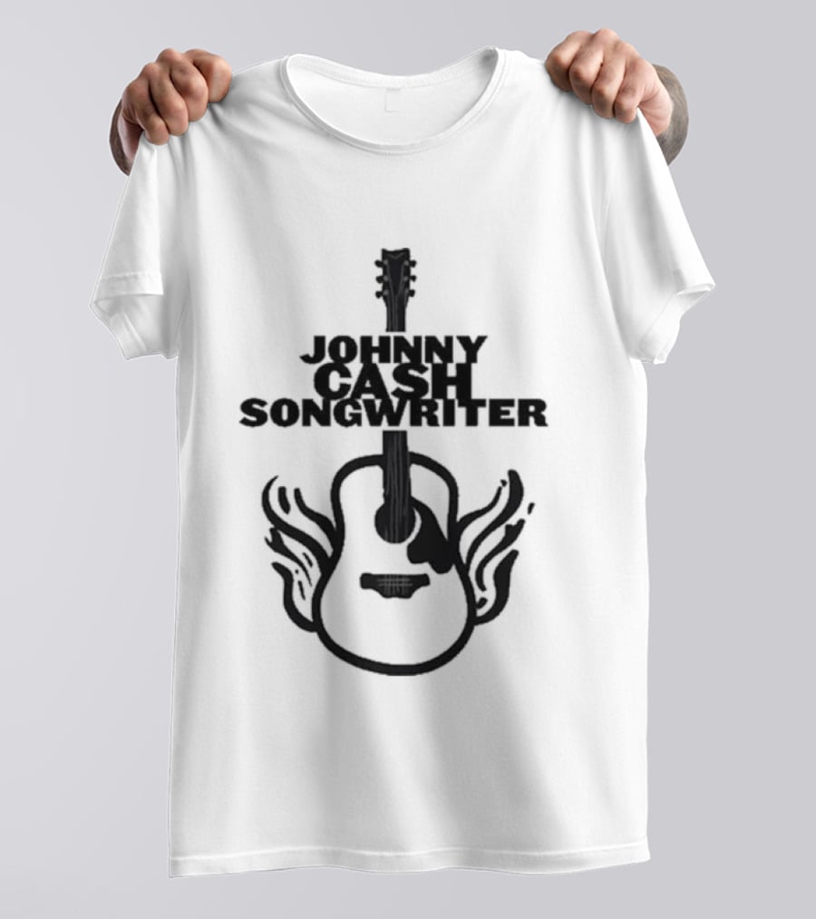 Johnny Cash Songwriter Flaming Guitar T-Shirt