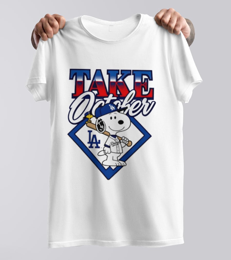 Los Angeles Dodgers Take October Snoopy Baseball Collaboration T-Shirt