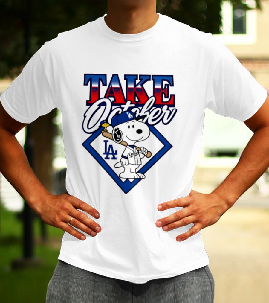 Los Angeles Dodgers Take October Snoopy Baseball Collaboration T-Shirt