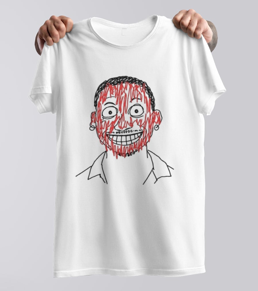 Night Lovell Store Scribble Ringer Nightmarish Grinning Face T-Shirt