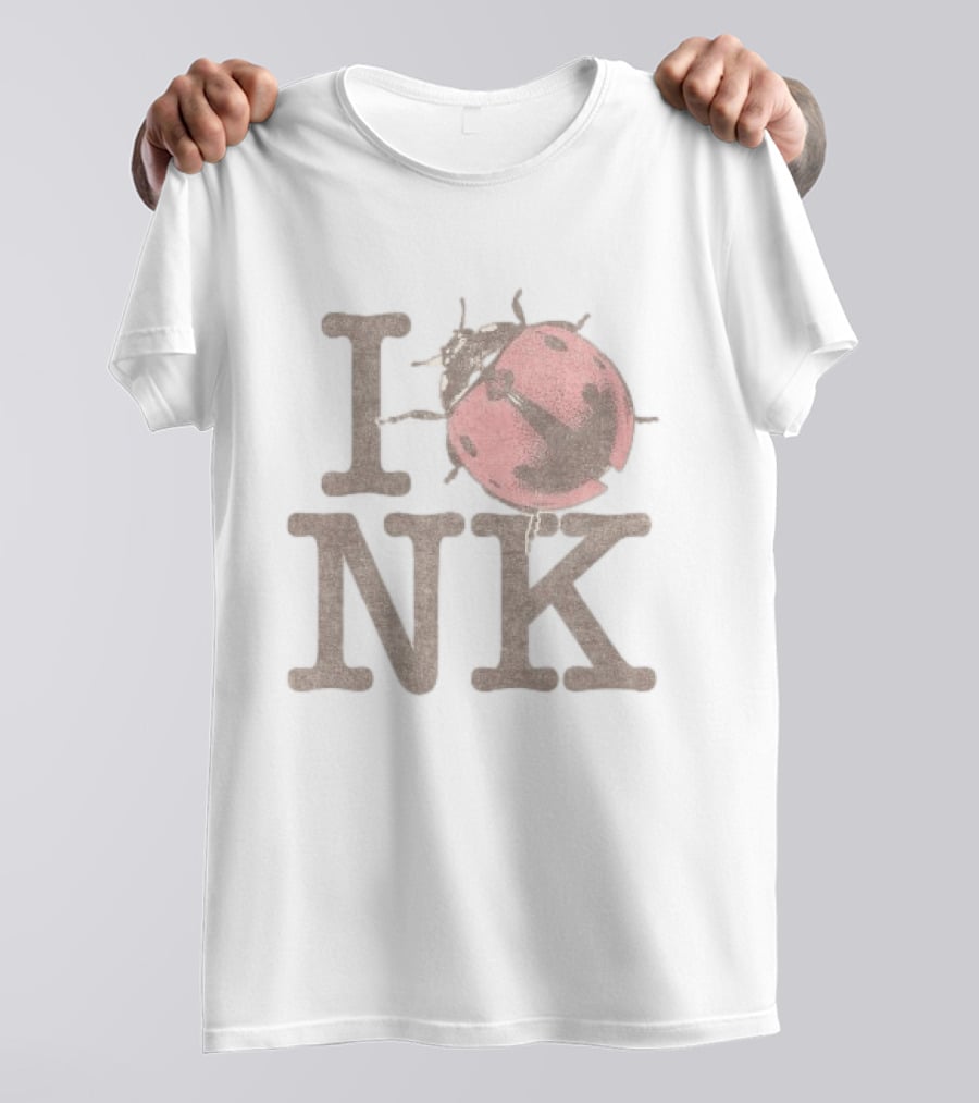 Noah Kahan Store I Love NK Pink Ladybug T-Shirt