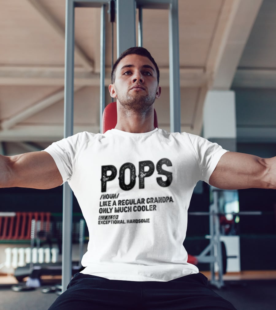 Pops Noun Regular Grandpa Cooler Exceptional Handsome T-Shirt