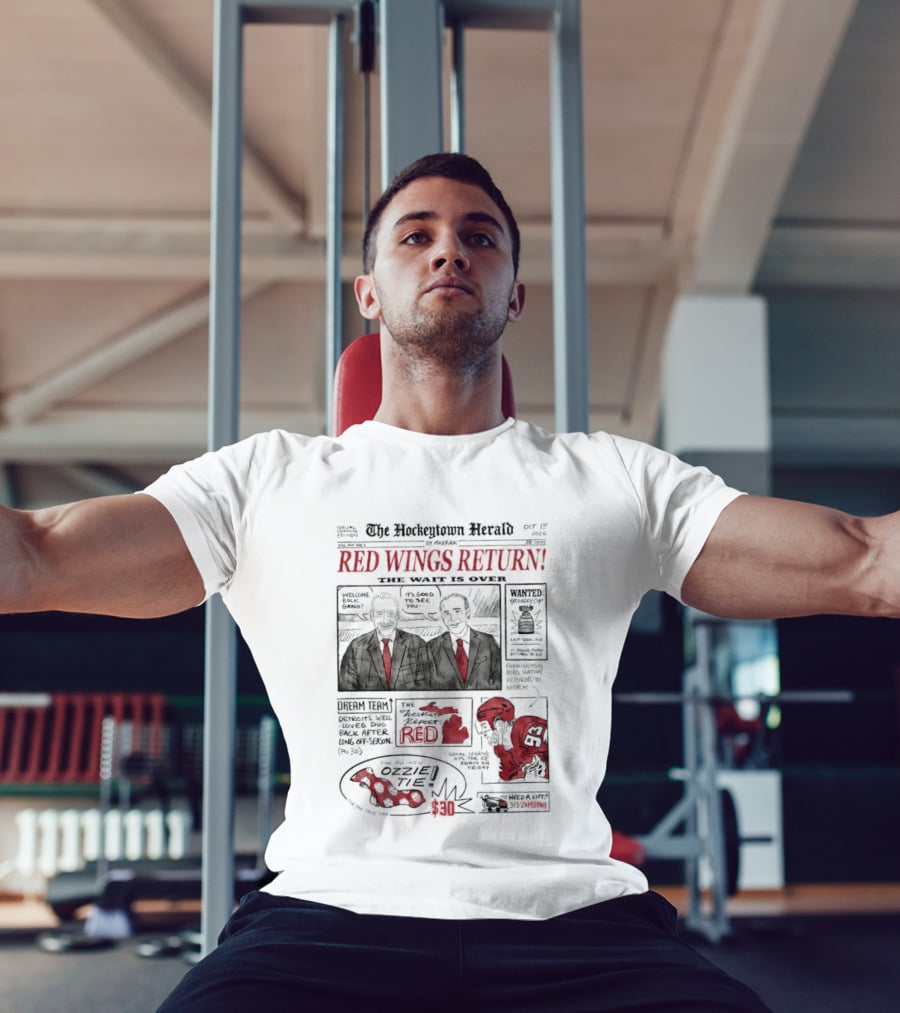 The Hockeytown Herald Red Wings Return Opening Edition Edition 97 Special 2022 Detroit Free Press Hockey Announcement T-Shirt
