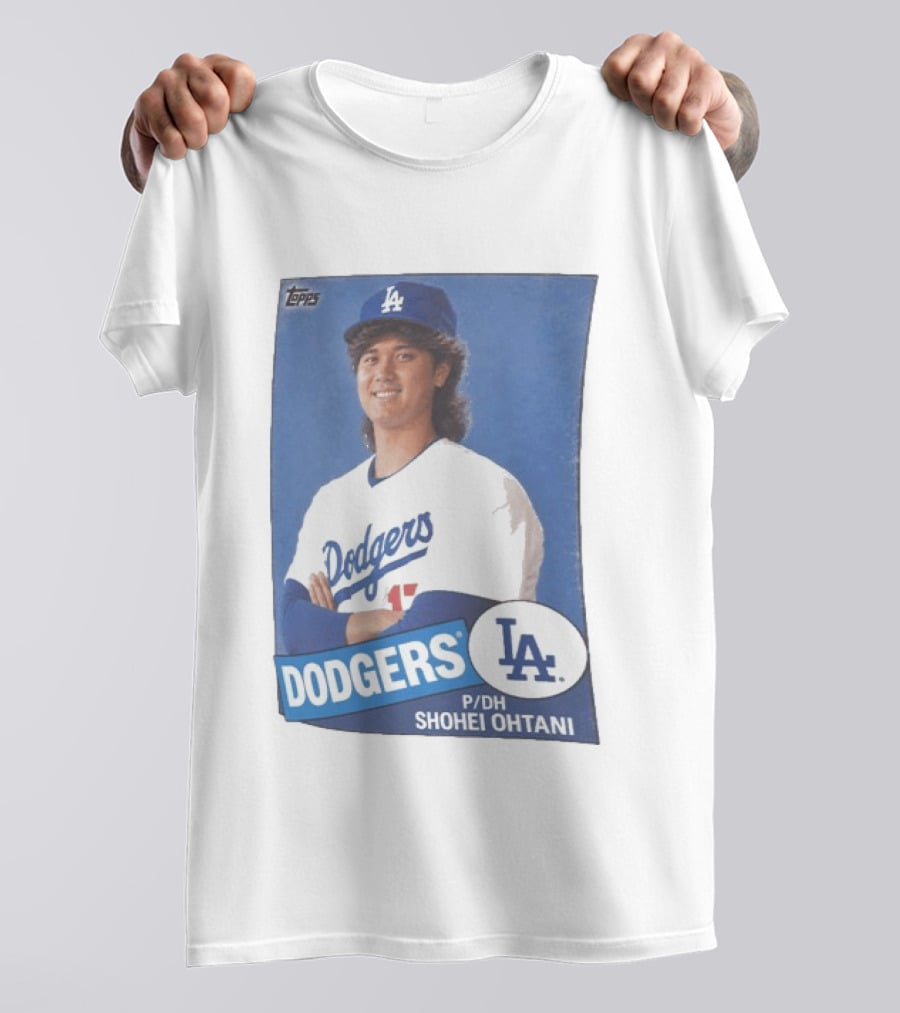 Shohei Ohtani Dodgers P/DH 80s Topps Los Angeles Baseball Card T-Shirt