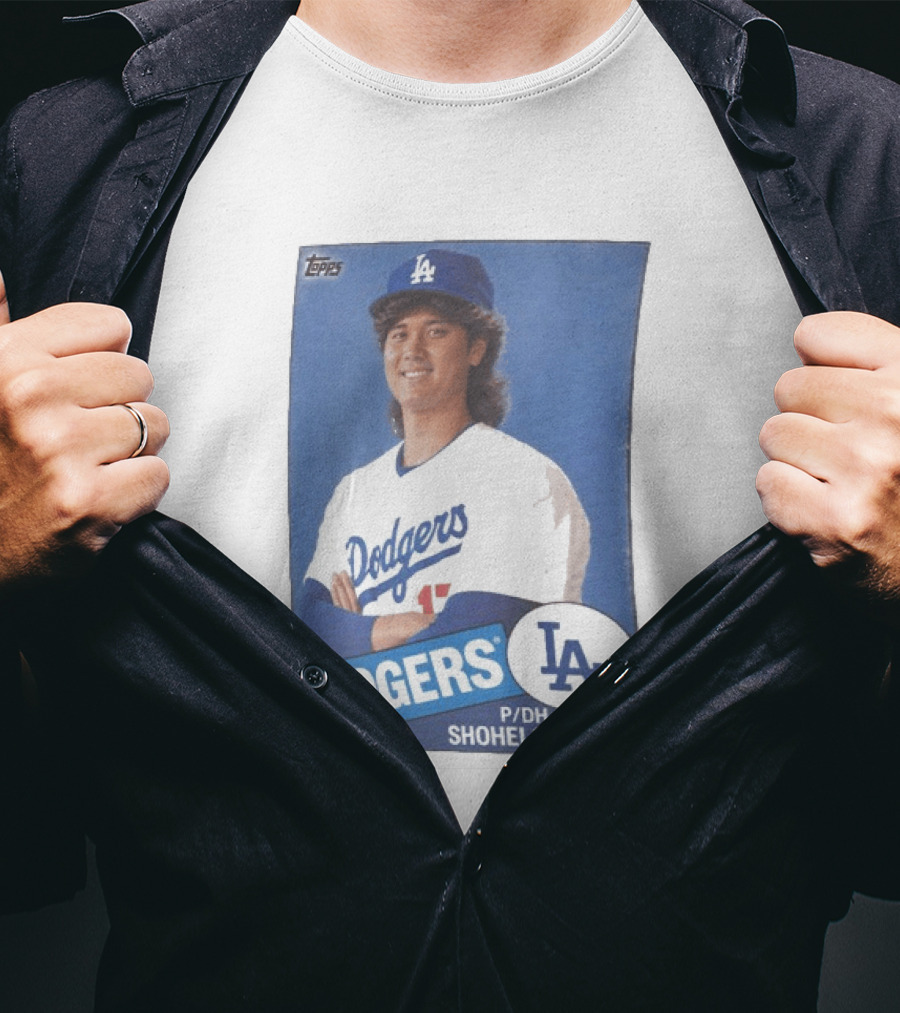 Shohei Ohtani Dodgers P/DH 80s Topps Los Angeles Baseball Card T-Shirt