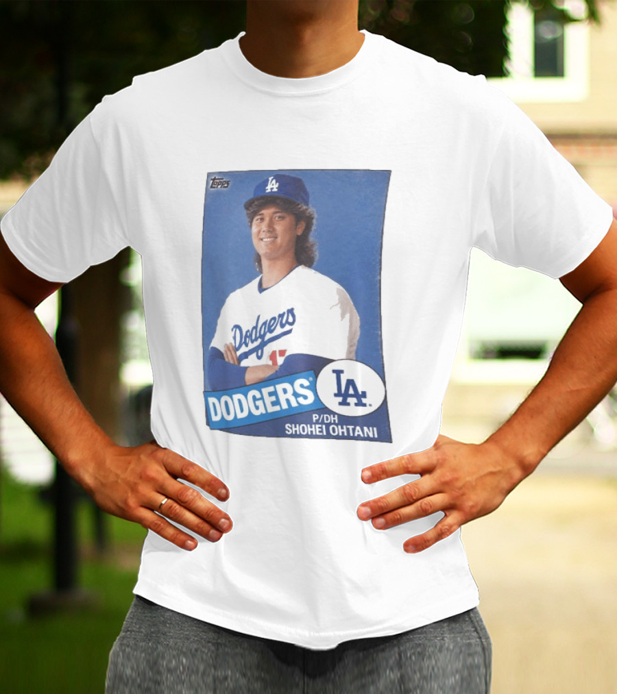 Shohei Ohtani Dodgers P/DH 80s Topps Los Angeles Baseball Card T-Shirt